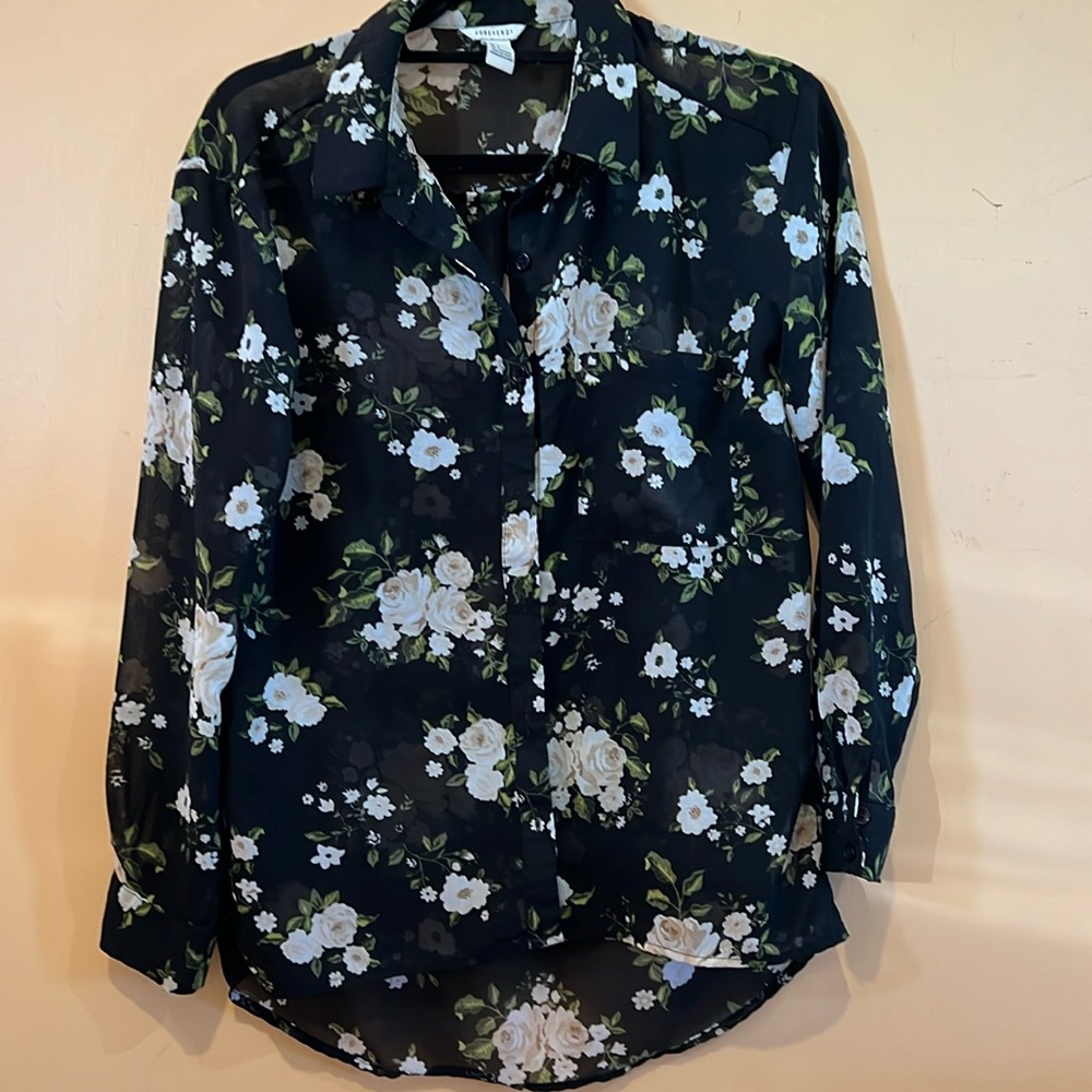Forever 21 Floral sheer blouse, Size S